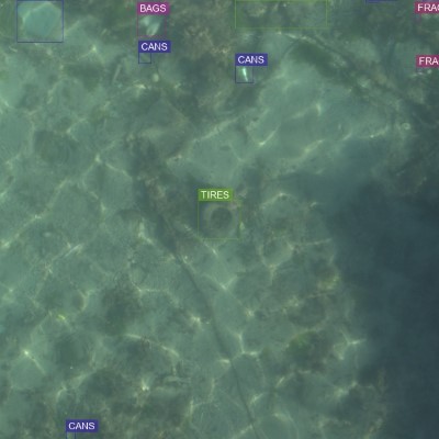 640x640 annotation patch of seafloor litter, curated subset