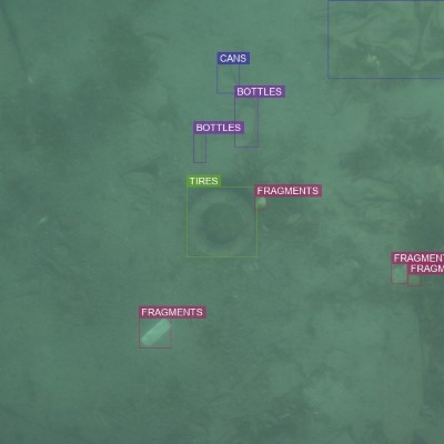 640x640 annotation patch of seafloor litter, curated subset