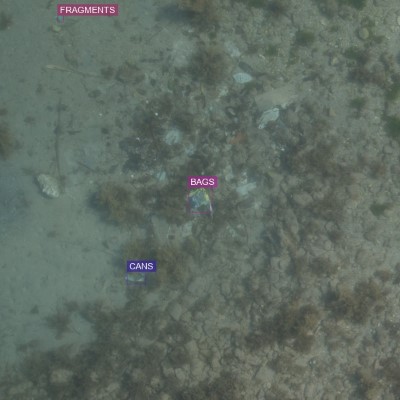 640x640 annotation patch of seafloor litter