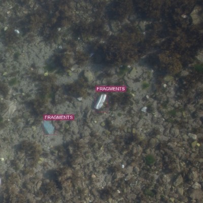 640x640 annotation patch of seafloor litter