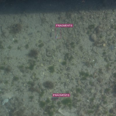 640x640 annotation patch of seafloor litter, curated subset